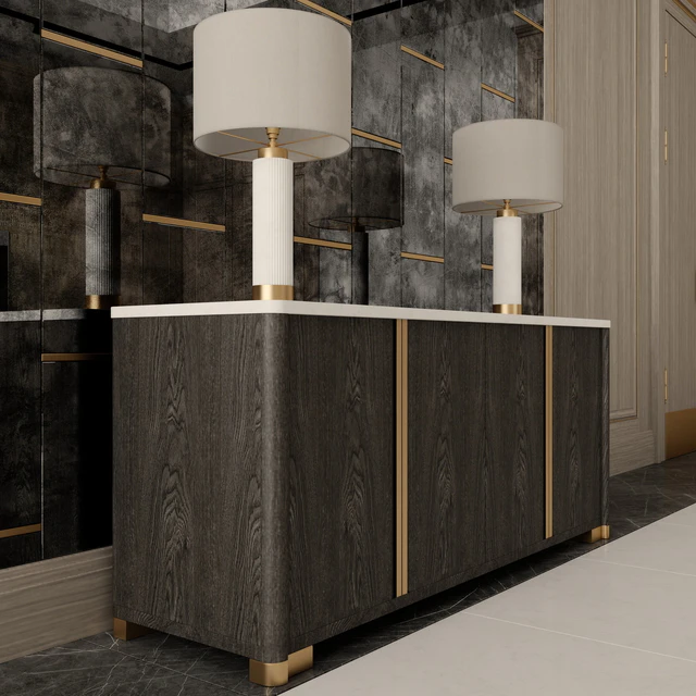 dresser Holly Hunt, lamp HEATHFIELD &amp; Co, mirror panels — Descargar