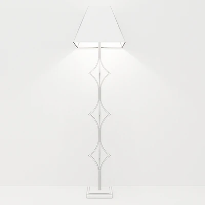 The fireplace is marble with a biotope, floor lamps and a picture. — Ver 2