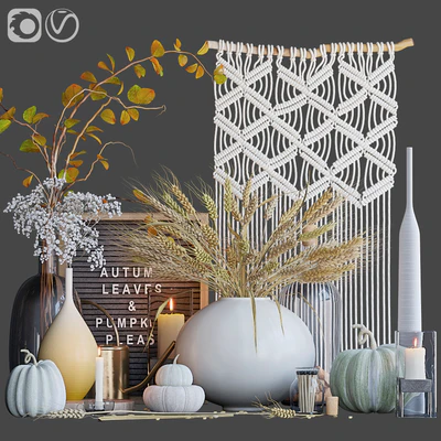 Autumn decorative set with wheat — Ver 1