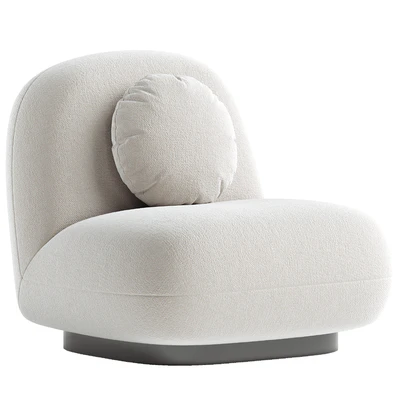 Upholstered Armchair In White Bouclé - Black Legs - Larry — Вид 1