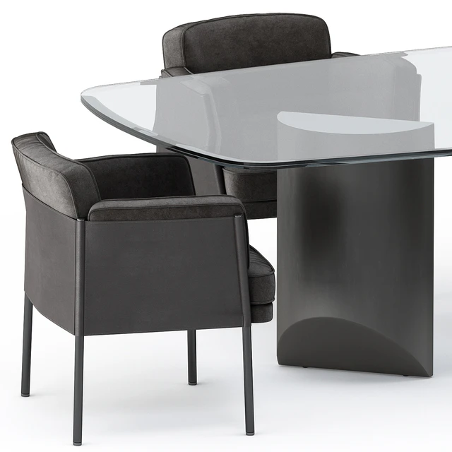 SHELLEY DINING chair and WEDGE DINING Table by Minotti — Скачать
