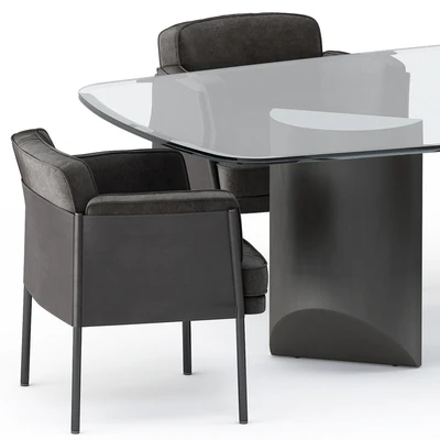 SHELLEY DINING chair and WEDGE DINING Table by Minotti — Вид 2