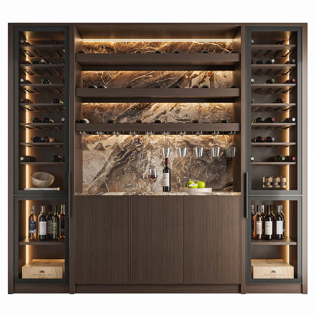 Wine Cabinet With Glasses & Decoration 003 — Скачать