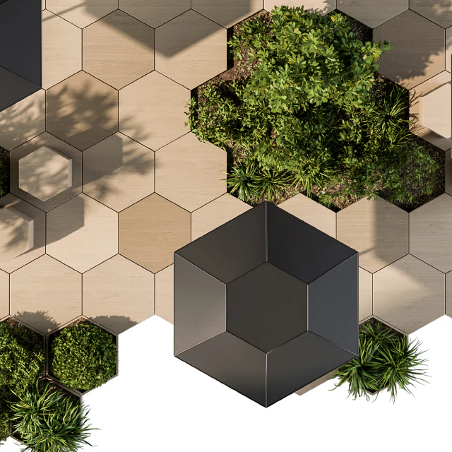 Urban Furniture / Architecture Bench with Plants- Set 25 — Descargar