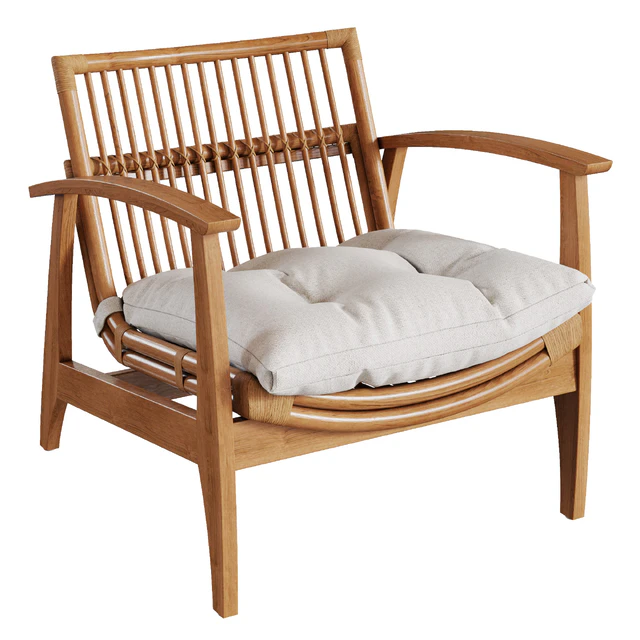 CB2 - Noelie Rattan Lounge Chair with Cushion — Скачать