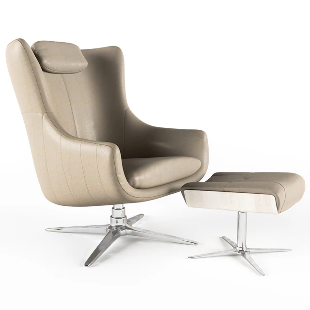 LEATHER ARMCHAIR WITH OTOMAN — Скачать