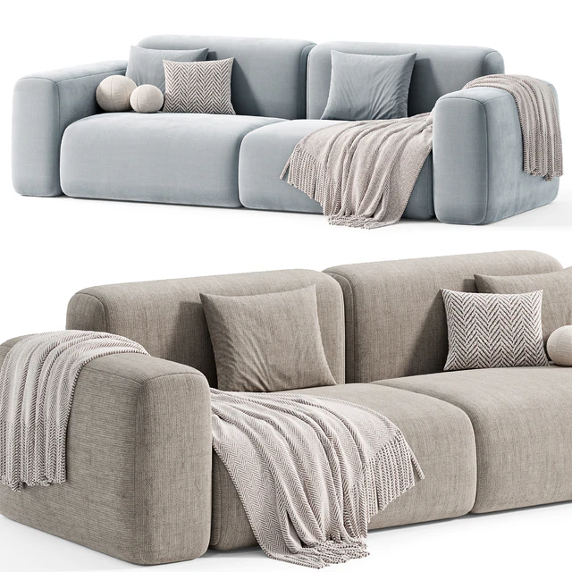 Beige Microfiber Modern Sofa by litfad 2 — Скачать