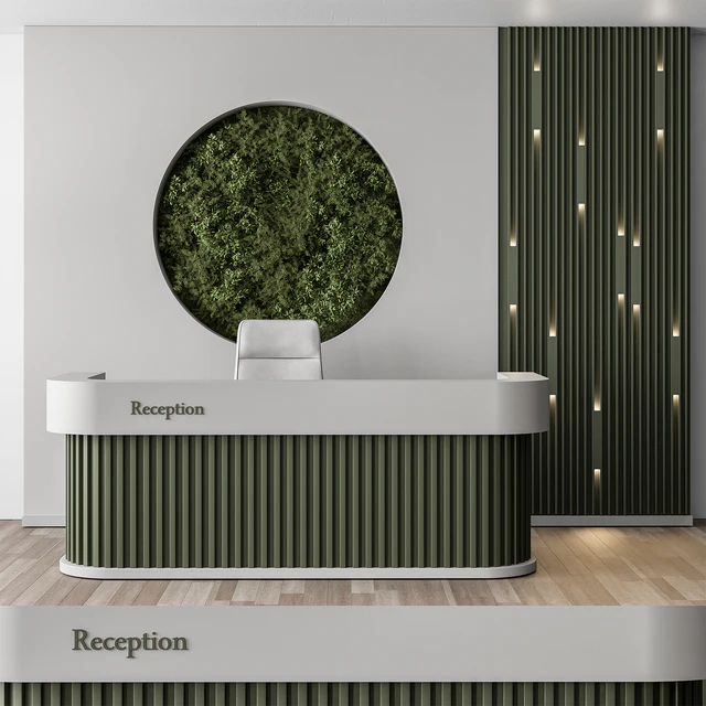 Reception Desk and Wall Decor with vertical Garden - Office Set 312 — Descargar