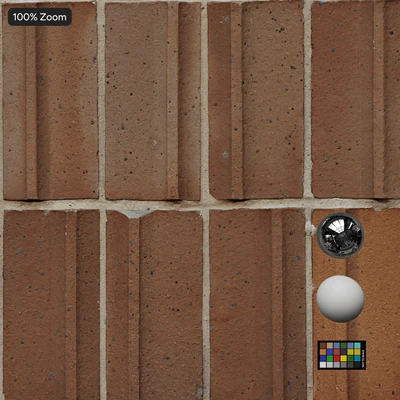 vertical stacked ceramic facade tile texture ochre brown — Ver 3