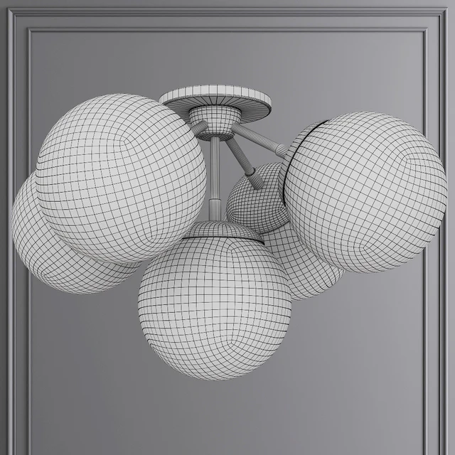 Modo Ceiling Mount 5 Globes Brushed Brass and Clear Glass — Скачать