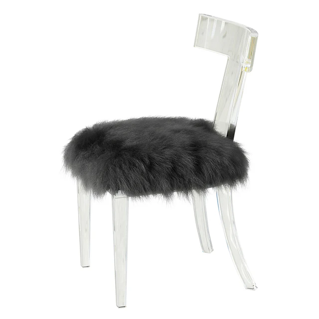Lucite Side Chair Upholstered in Natural Sheepskin — Скачать