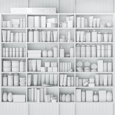 Cabinet with cosmetics for beauty salons or bathroom accessories. Make up — Ver 2