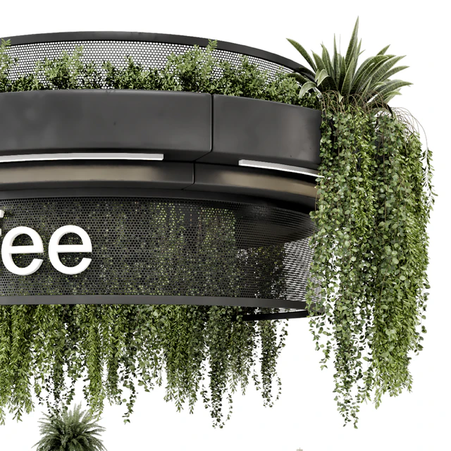 Coffee  Reception Desk With Plants - Restaurant Set 1393 — Скачать