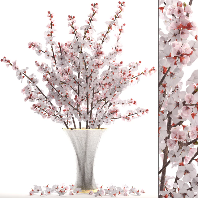 Bouquet of white flowers 24.Bouquet of cherry blossoms, sakura, branches, vase, decor, white — Descargar