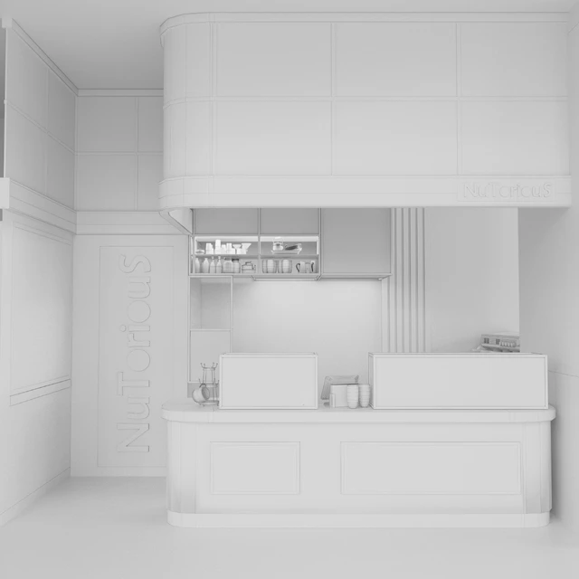 Design project of a cafe with a showcase of desserts and sweets. panel — Descargar