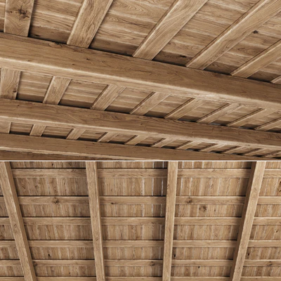 Wooden Ceiling V5 / Прямой деревянный потолок — Вид 1