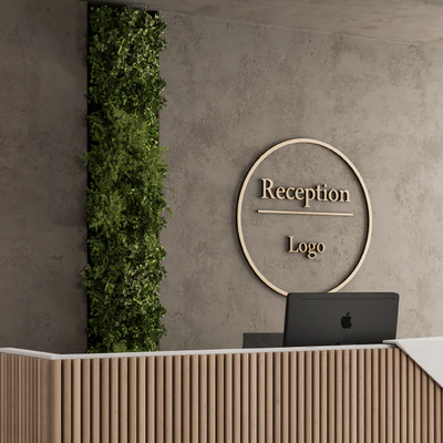 Reception Desk and Wall Decoration - Set 08 — Вид 2