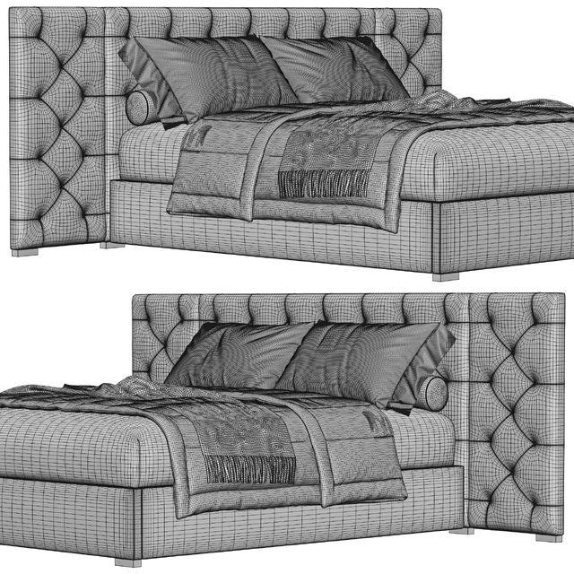 Modena Fabric Diamond-Tufted Extended Bed — Скачать