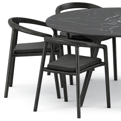 Solid armchair and Teak nero table CF 148 by manutti — Ver 3
