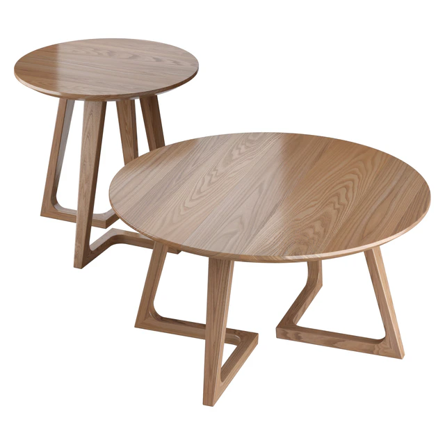 American-style household solid wood round coffee table — Descargar