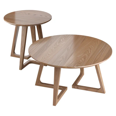 American-style household solid wood round coffee table — Ver 1