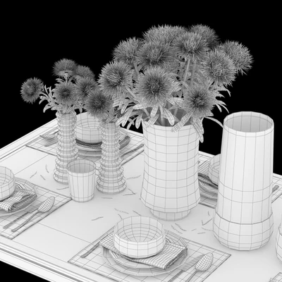 Dining table with filling and bouquet — Ver 2