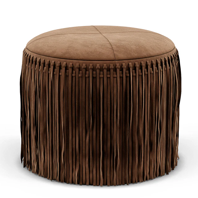 Wisteria Suede Boho Round Ottoman — Descargar