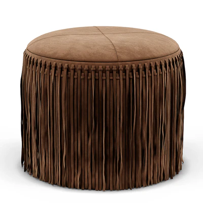 Wisteria Suede Boho Round Ottoman — Ver 1