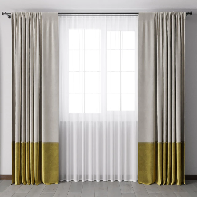 yellow Curtains with metal curtain rod 07 — Descargar