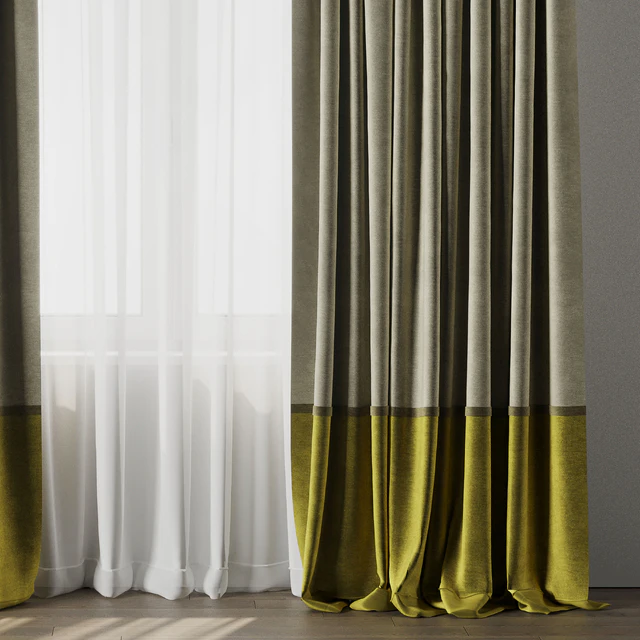 Curtain With rod 10 Curtain Brown and cumin Yellow HBH — Descargar