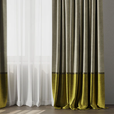 Curtain With rod 10 Curtain Brown and cumin Yellow HBH — Ver 2
