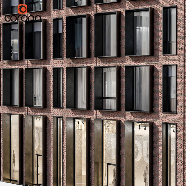 Modern residential facade 01 | night + interiors — Скачать