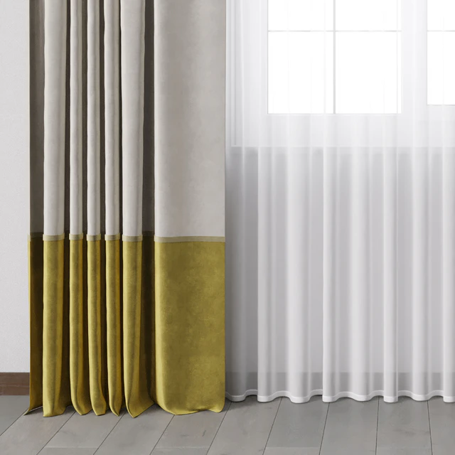 yellow Curtains with metal curtain rod 07 — Descargar