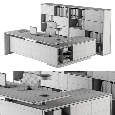 Manager Desk and Library Wood and Black - Office Furniture 273 — Вид 2
