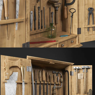 Cabinet with carpenter tools/Шкаф с инструментами плотника — Вид 2