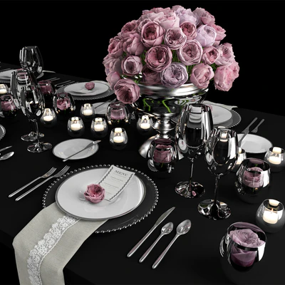 Сервировка с розами/Table setting with roses — Вид 2