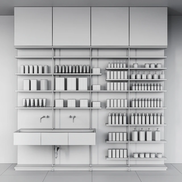 Cosmetic set wooden shelving — Скачать