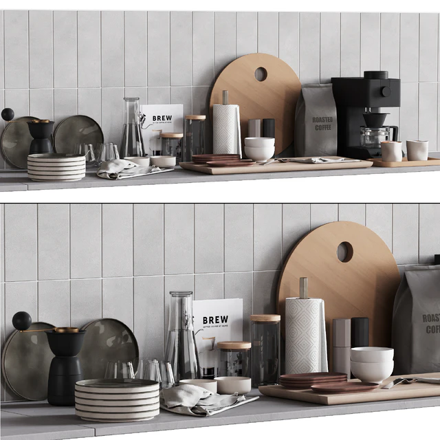 511 kitchen decor set accessories 08 dishes and coffee kit 01 — Скачать