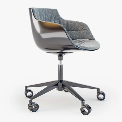 MDF italia chair Flow SLIM padded 5-Point Star Base on Castors — Ver 3