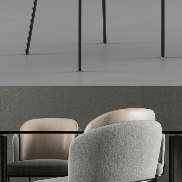 Minotti Lou Dining Table and Fil Noir Dining Chair — Скачать