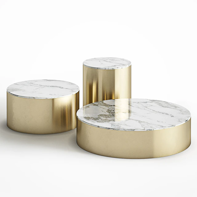 Brass and marble coffee table set Cazarina Interiors — Descargar