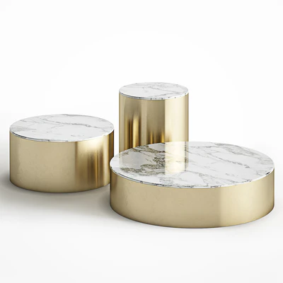 Brass and marble coffee table set Cazarina Interiors — Ver 1