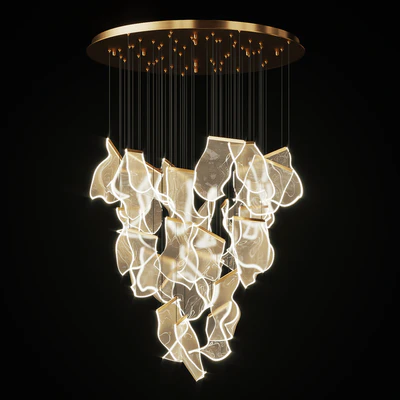 Chandelier with Curved Acrylic Plates Miran 28 — Ver 1