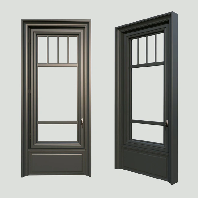A window in the classical style. The material is dark wood. — Descargar