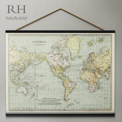 RH / VINTAGE WORLD MAP TAPESTRY — Ver 1