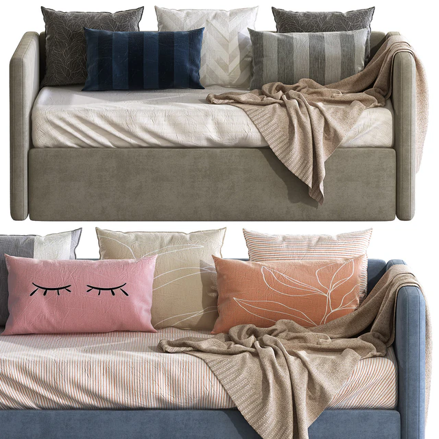 Children's sofa bed with decorative pillows 2 — Descargar