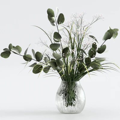 Bouquet of eucalyptus with grass and flowers — Ver 2