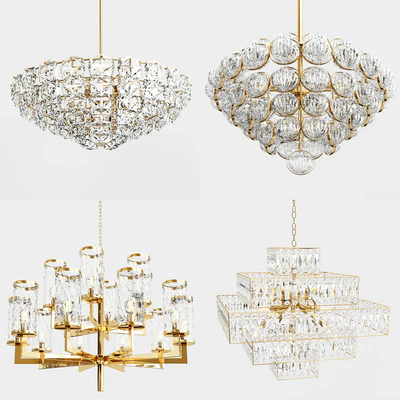 Chandelier gold and glass collection — Ver 1