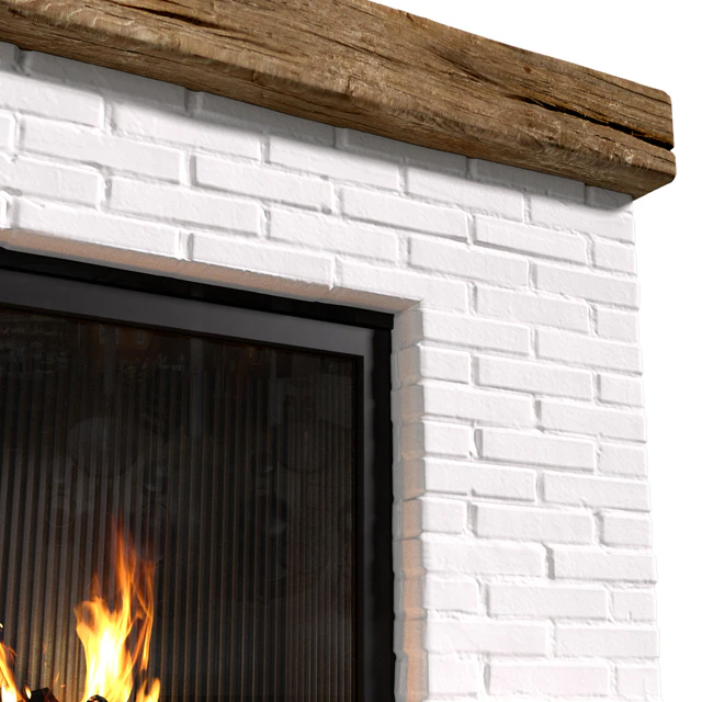 Provence style fireplace.Brick Fireplace in Country style.Rustic Farmhouse fireplace — Descargar