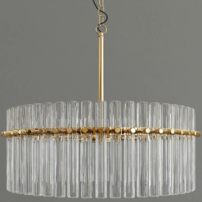 Casandra 4-light Brushed Brass Pendant Crystal Chandelier — Ver 2